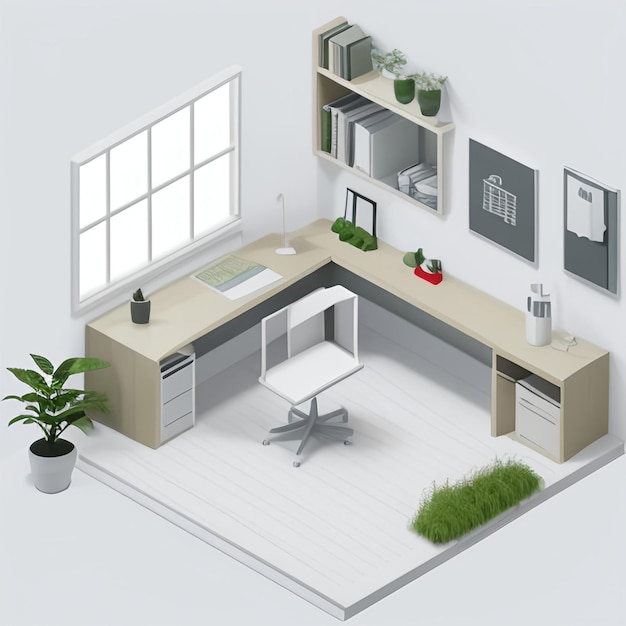 Photo 3d city isometric modern home interior design model