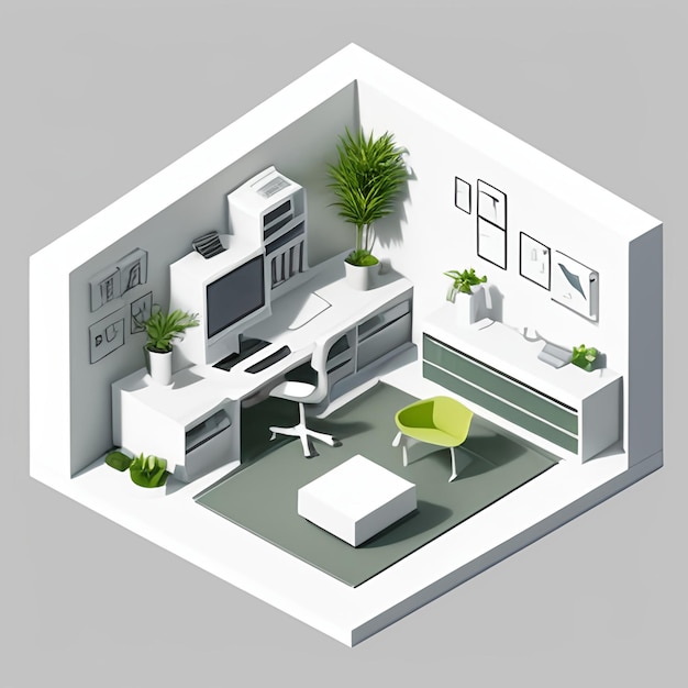 Photo 3d city isometric modern home interior design model