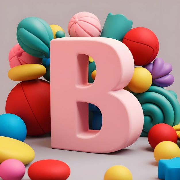 Photo 3d clay letter b render a playful and artistic sculpting