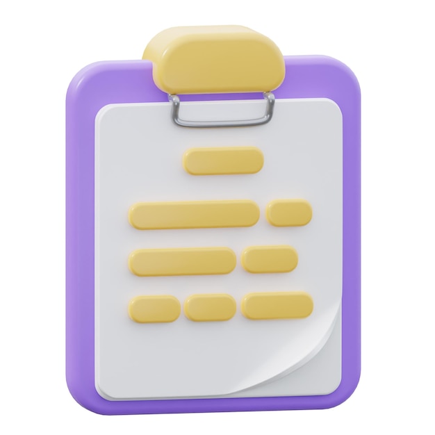 3D Clipboard Isolated Icon Illustration Render