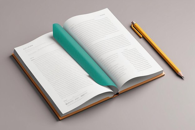 3d clipping path pencil and book mockup