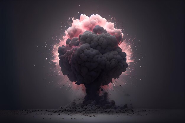 3d cloud of black smoke from the explosion Generative AI