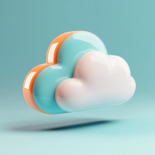 3D Cloud Coding Icon Software Development and Cloud Computing Illustration Logo