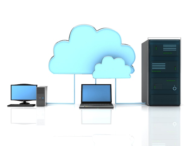 3d Cloud computing concept on white background