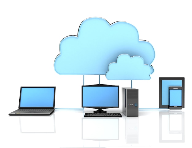 3d Cloud computing concept on white background