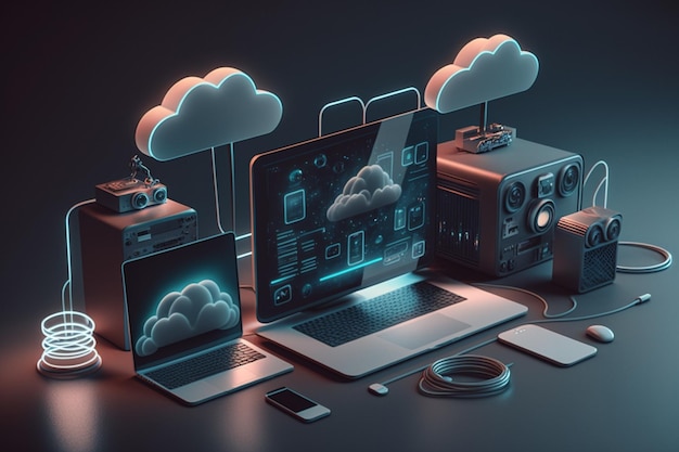 3D Cloud Computing Hosting Technology with Electronic Devices