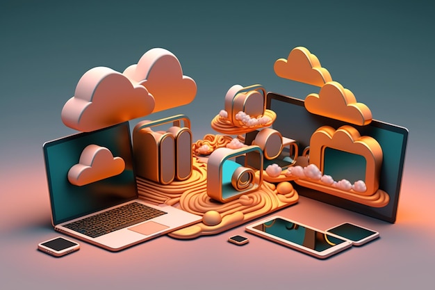 3D Cloud Computing Hosting Technology with Electronic Devices