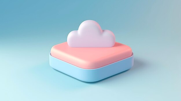 3D cloud icon minimal style cloud computing online service digital technology security concept Gener