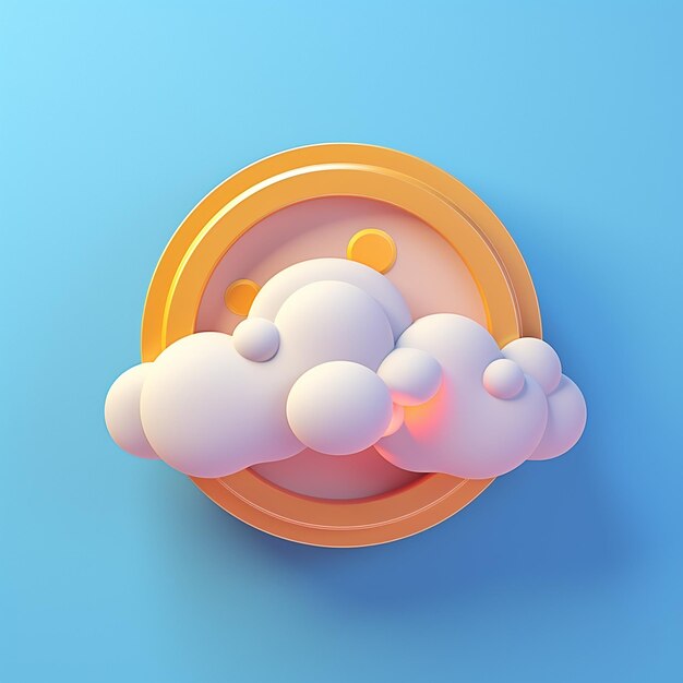 Photo 3d cloud logo icon logo thin long aesthetic background cartoon shape animation