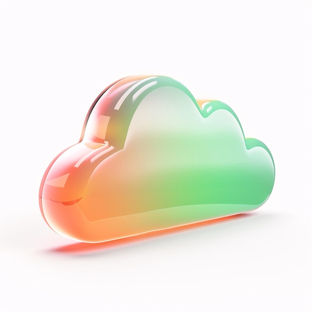 3D cloud protection icon glass texture business information data concept