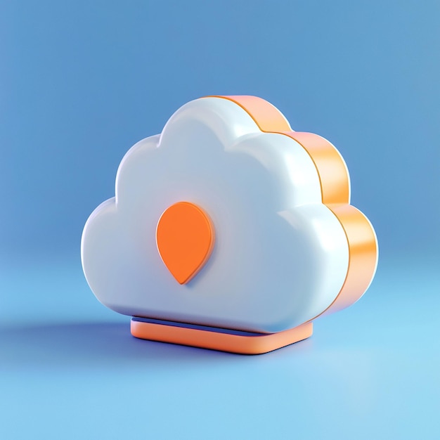 Photo 3d cloud storage icon data backup and technology logo illustration