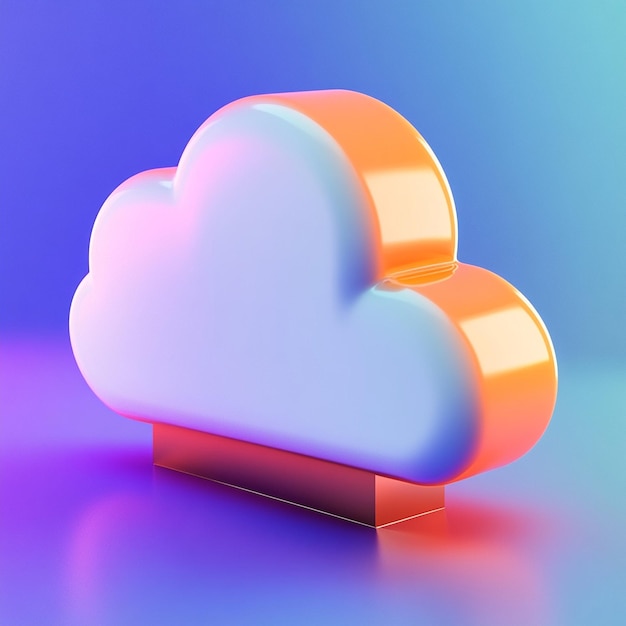 3D Cloud Storage Icon Data Backup and Technology Logo Illustration