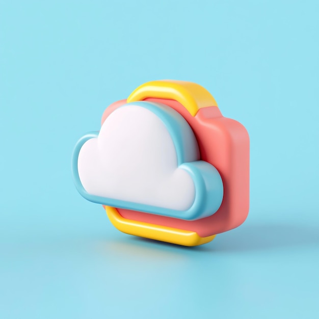 3D Cloud Storage Icon Digital Data Storage Symbol Illustration Logo