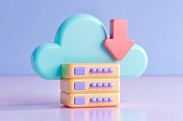 3D Cloud Storage with Download Indicator