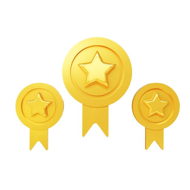 3D coin star icon. Golden winner medal. Premium quality, guarantee symbol