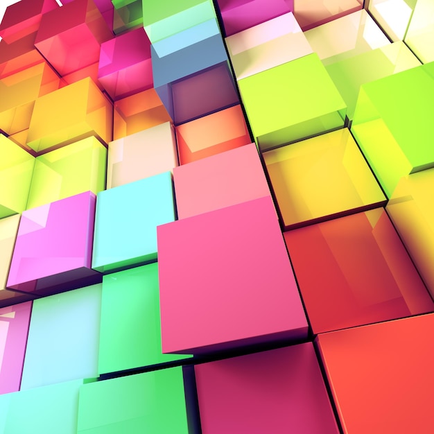 3d colored cubes background.Abstract 3d colored cubes background