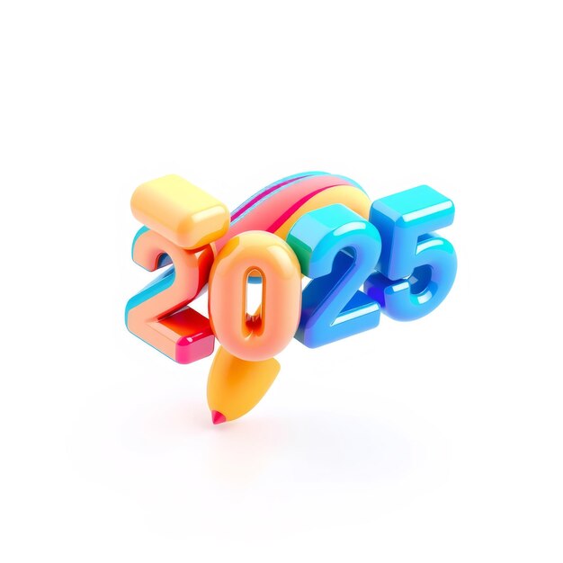 Photo 3d colorful 2025 year number design