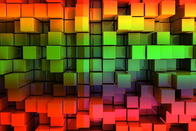 3D Colorful Blocks Abstract Background