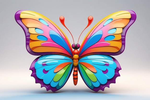 Photo 3d colorful cartoon butterfly illustration