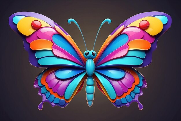 Photo 3d colorful cartoon butterfly illustration