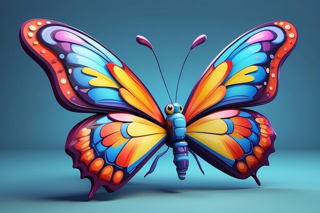 Photo 3d colorful cartoon butterfly illustration