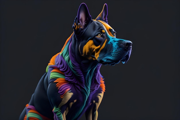 a 3d colorful dog