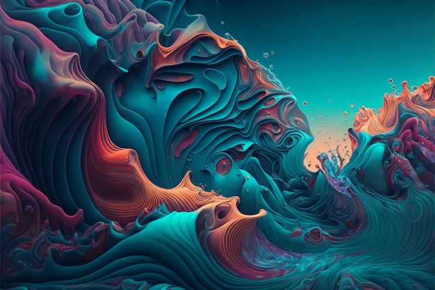 3d colorful dynamic fluid wave abstract background l 3D rendering