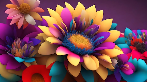 3d colorful flower boho render wallpaper generated by AI