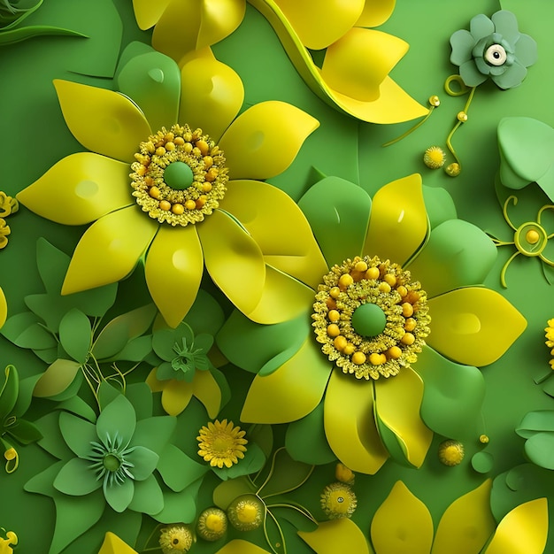 3D colorful flowers background