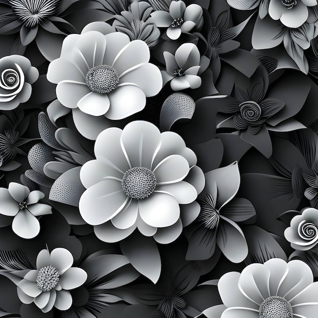 3D colorful flowers background