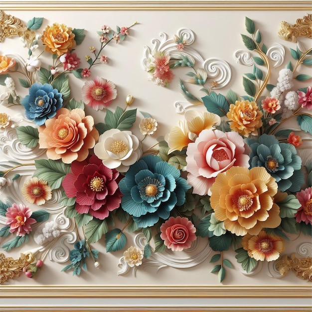 3d colorful flowers wall decor 4k wallpaper 3D wallpaper for home interior classic decorations back