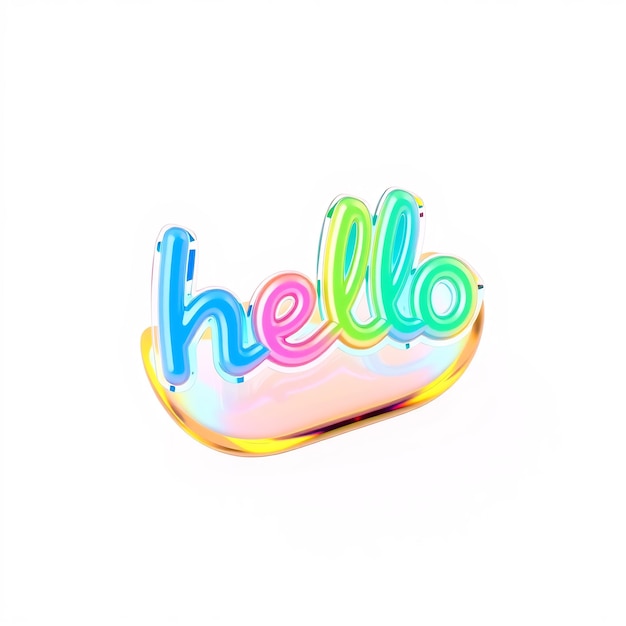 3D colorful hello text on a white background