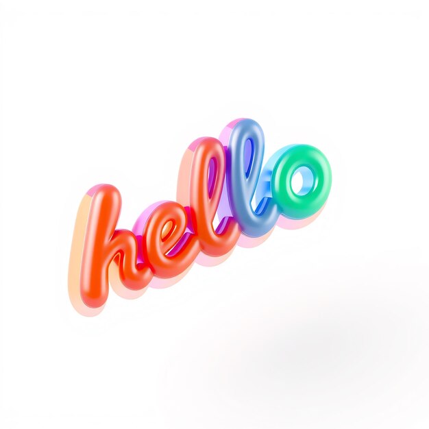 3D Colorful Hello Word Isolated on White