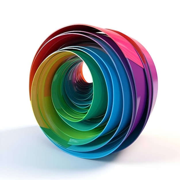 3d colorful twisted spiral on white background 3d render illustration