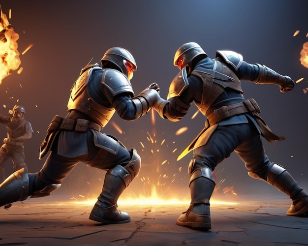 3D Combat Icon Intense Battle Scene in Gaming Illustration AI Generated