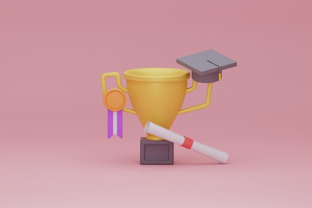 3d concept of education graduation