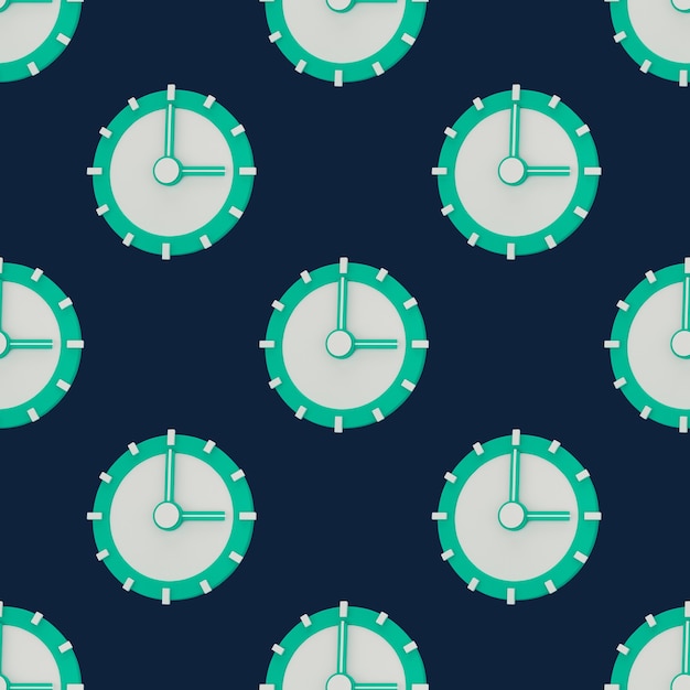 3d concept of time. Analog clock on pastel blue, modern minimal style for banner