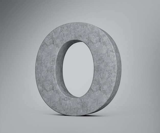 3d Concrete Capital Letter O Alphabet O Made Of Grey Concrete Stone Grey Background 3d Illustration