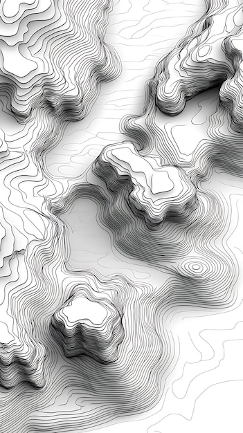 Photo 3d contour lines illustration abstract mountain topography design