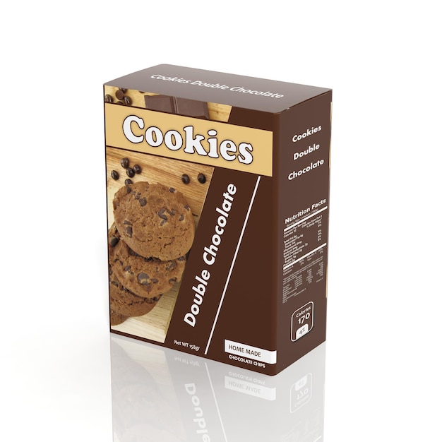 3D Cookies paper package isolated on white