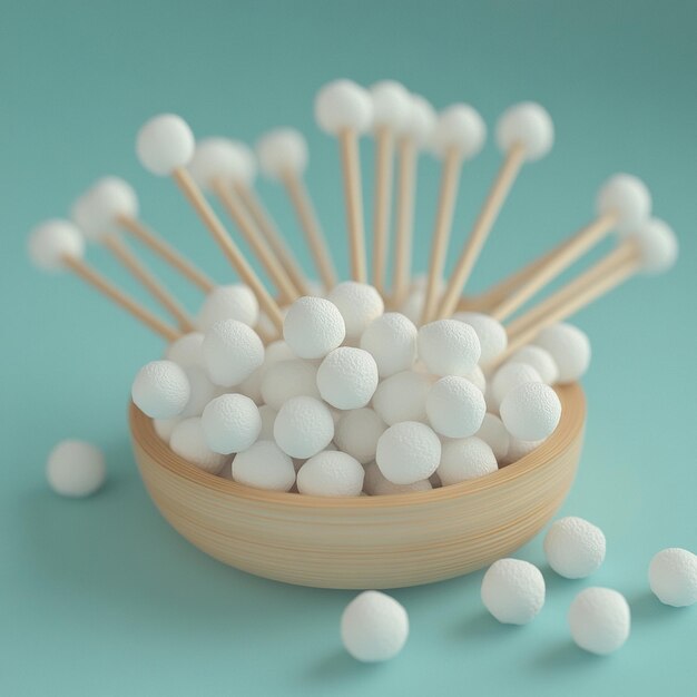 Photo 3d cotton buds icon hygiene and personal care logo illustration