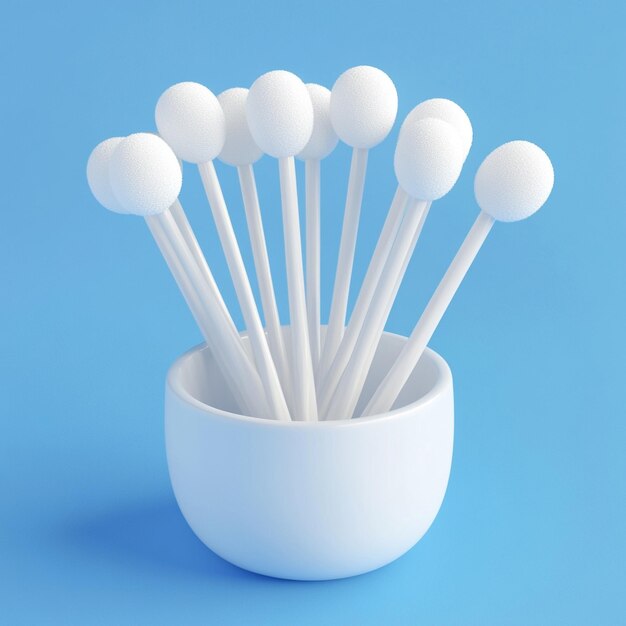 Photo 3d cotton buds icon hygiene and personal care logo illustration