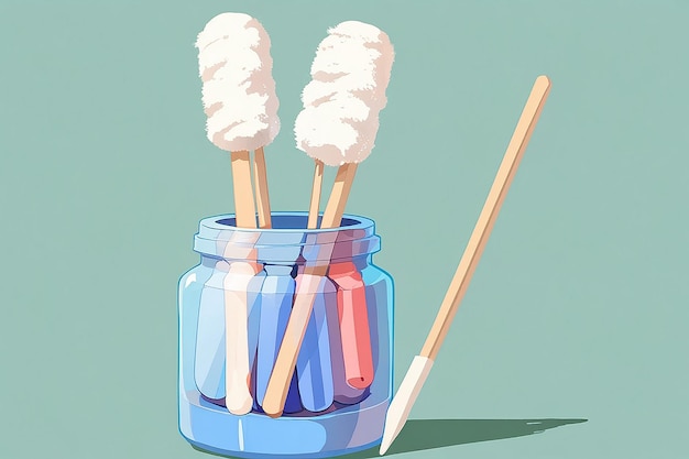 Photo 3d cotton swab flat illustration