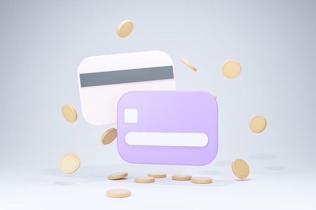 3d credit card icon for contactless payments online payment concept 3d render