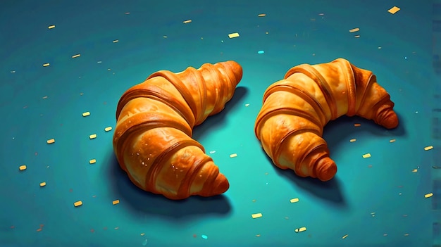 Photo 3d croissant cute isometry