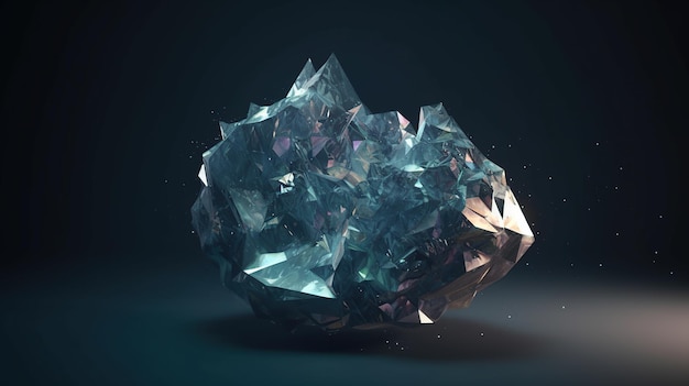 3d crystal object of different colors on a black background