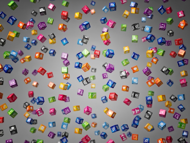 3d cubes Icons rain