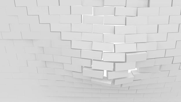 3d cubic blocks rectangle with perspective render illustration