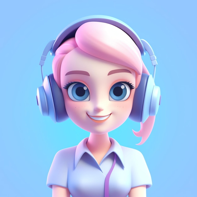 3d customer care cartoon character with headphones