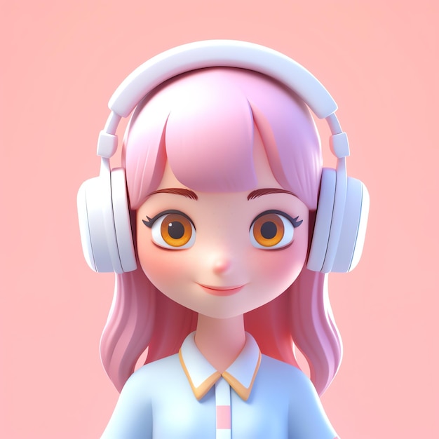 3d customer care cartoon character with headphones